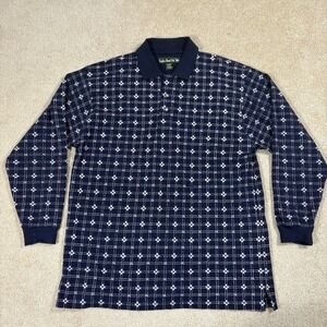 Vintage Knights Of The Round Table Plaid Rugby Polo Long Sleeve Shirt Size Large